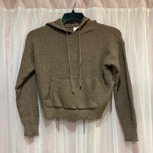 Pink Rose Brown Waffle Knit Hoodie